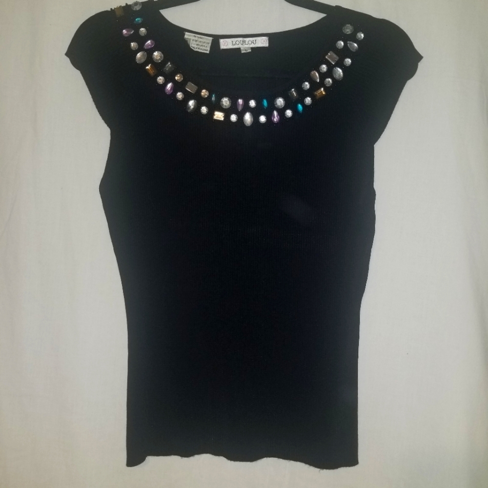 Black top with multi color gems